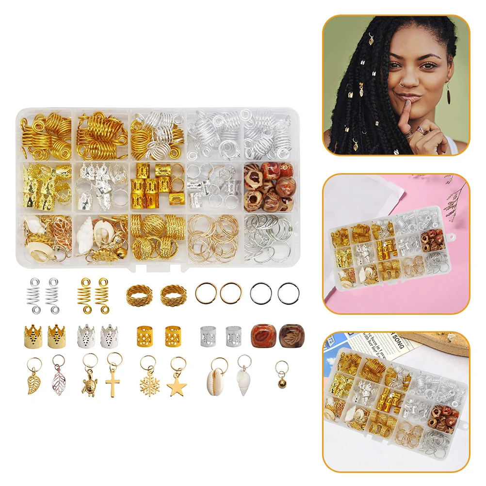 

158pcs Dreadlock Braiding Beads Hair Braid Decorations Bracelet Tube Pendant Viking Beads Dreadlock Charms