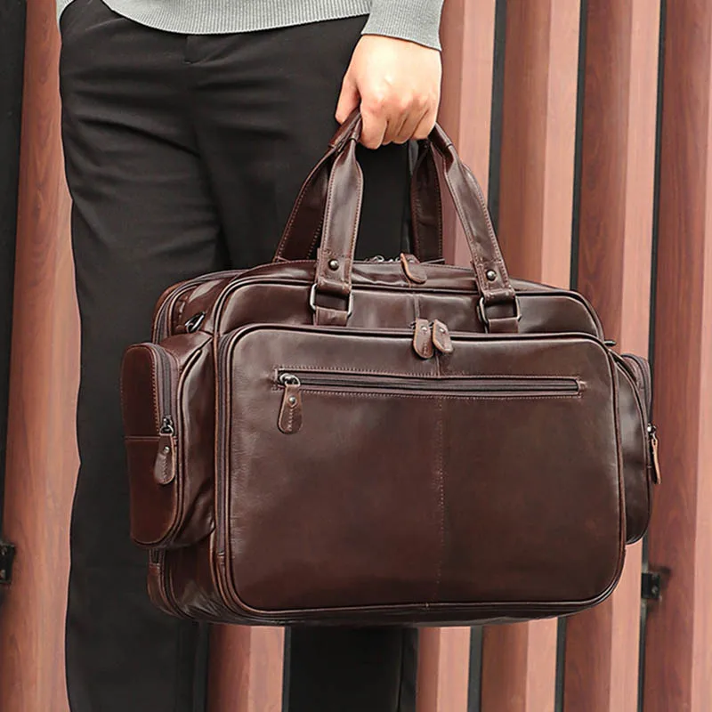 Men Business Briefcase Soft Genuine Leather Man 15