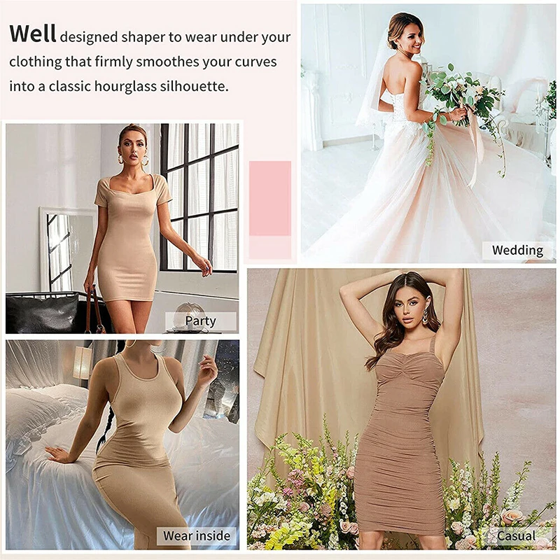 Women Full Slips Shapewear Bodysuit for Under Dresses Tummy Control Body Shaper Slimming Underwear V Neck Bodycon Lingerie