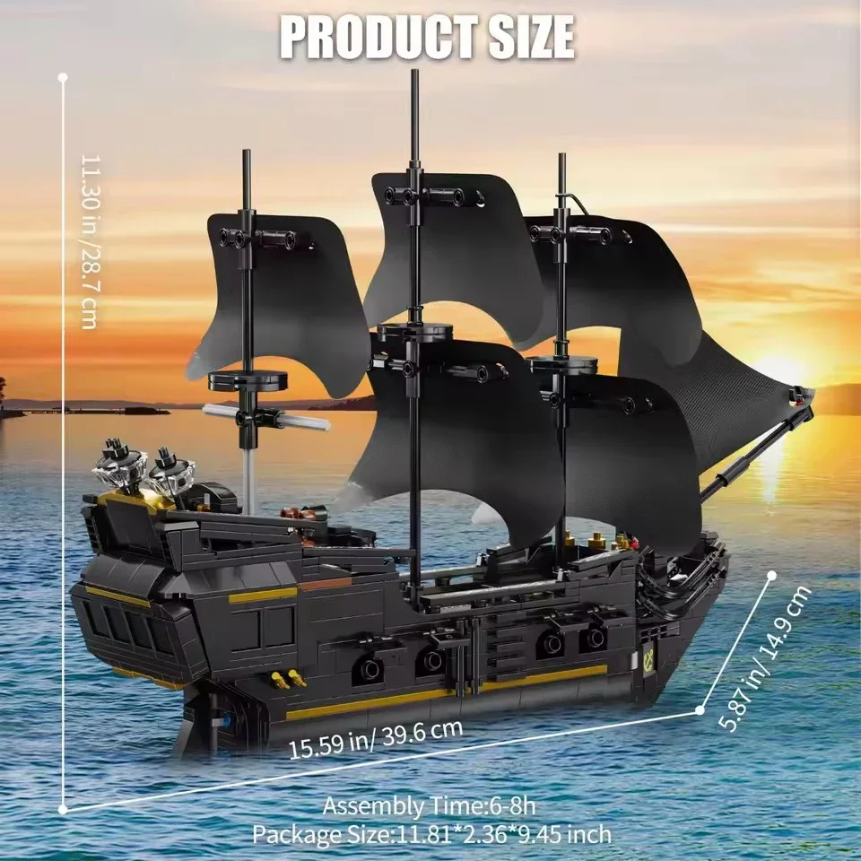 Фото 921 шт. серия Ideas Big Black Pearl Пиратский корабль Строительные блоки Пираты Королевская боевая лодка Модель Кирпичи Игрушки для детей Подарок MOC №1