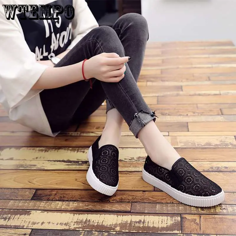WTEMPO Women's Fashion Flats Summer Mesh Breathable Female Slip-On Boat Shoes Casual Sneaker Ladies Platform Shoes Dropshipping