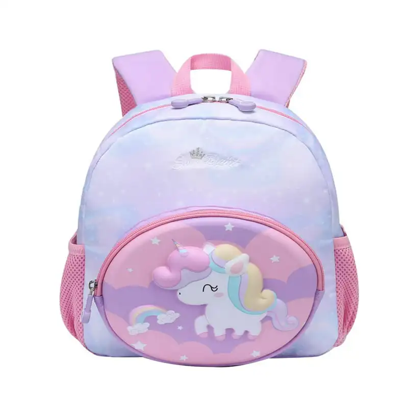 

School Backpack 3D Cute Cartoon Kindergarten Schoolbag Load-reducing Nursery Bookbag for Girls Boys 2-5 Years,Purple
