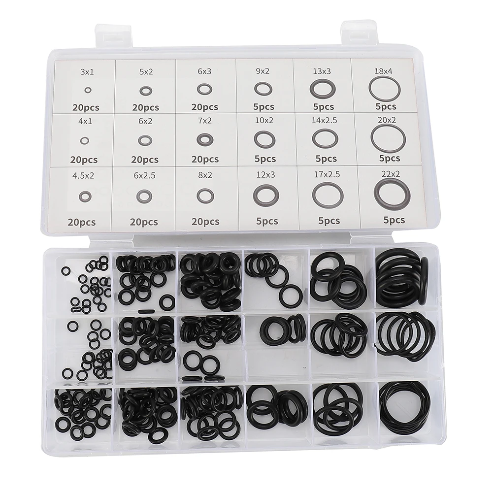 225 Pcs Rubber O Ring Oring Seal Plumbing Garage Sealing Assort Set Assortment Kit And Silicone Fluids, Hydraulic And Non-Aromat