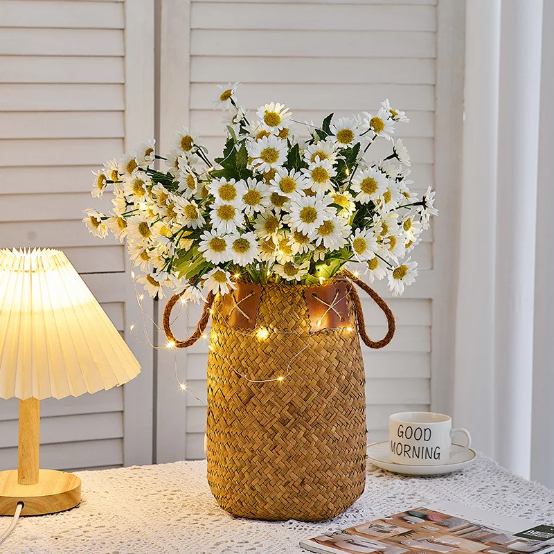 

Pastoral Straw Woven Flowerpot Simple Rattan Basket Creative Hand Weaving Storage Basket Dried Flower Ornaments Vase