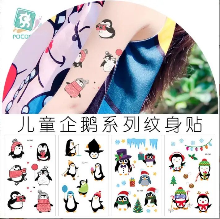 Трафарет, Детская татуировка, Имитация океана, животных, Детский боди-арт, водостойкая временная татуировка, наклейка, синее море, стильная татуировка