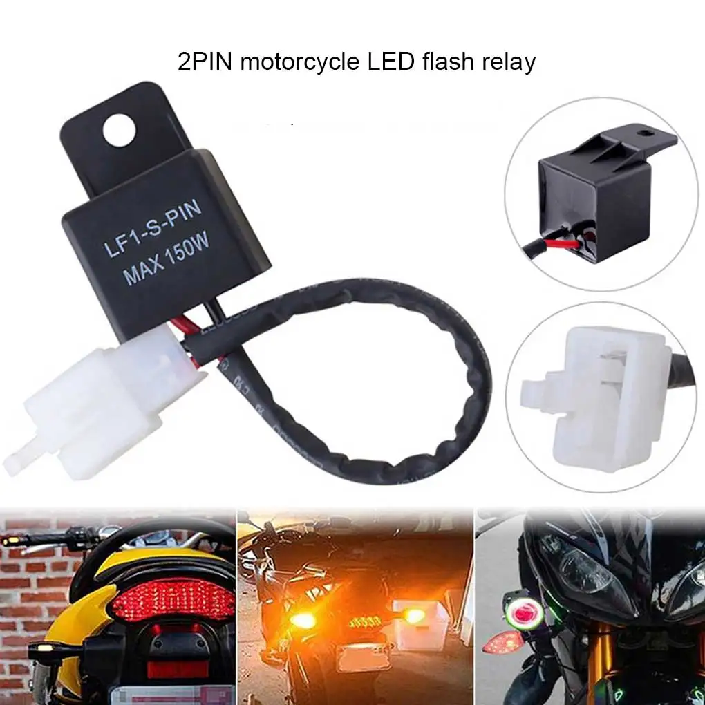 

12V 2 Pin Motorcycle Flashing Light Relay Upgrade Waterproof Replacement Part Professional Mounted Repairing Maintenance