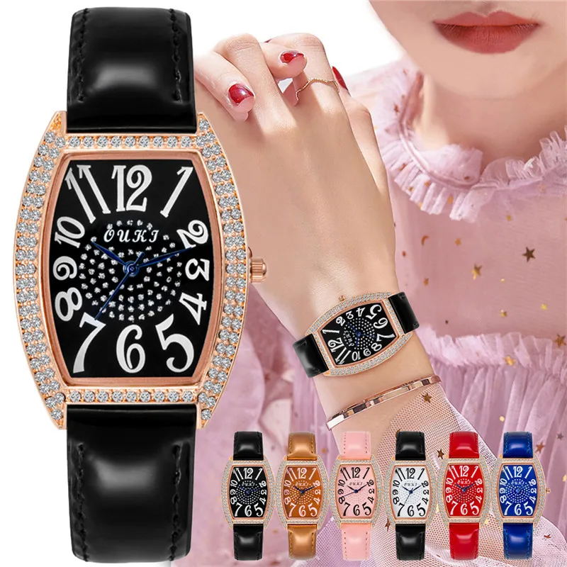 

Luxury Top Brand Ladies Watches Gypsophila Diamond Montre Femme Digital Tonneau Quartz Wristwatches For Women Relogio Feminino
