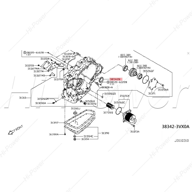Автоматическая коробка передач JF017E Полуось масляное уплотнение для Nissan AH2365K