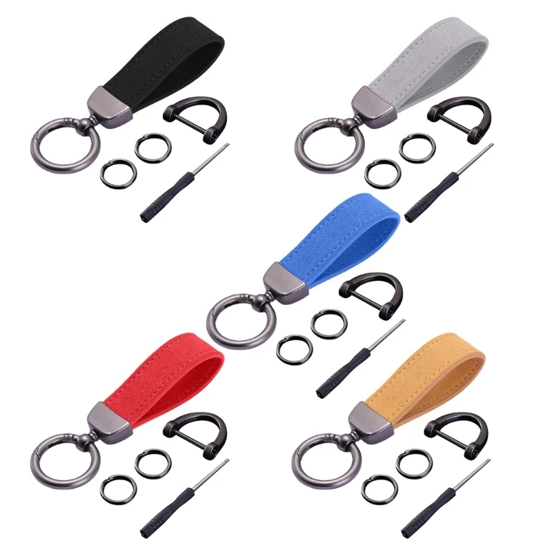 

Leather Keychain Double-sided Car Thread Small Gift Metal Pendant PU Chain