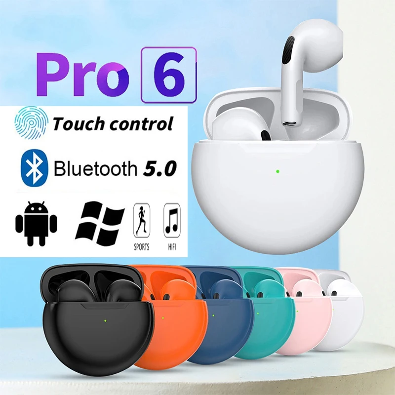 

Pro6 TWS Wireless Headphones with Mic Fone Bluetooth Earphones Sport Earbuds J6 Headset for iPhone Xiaomi PK Pro4 Pro5 i7 Pro3