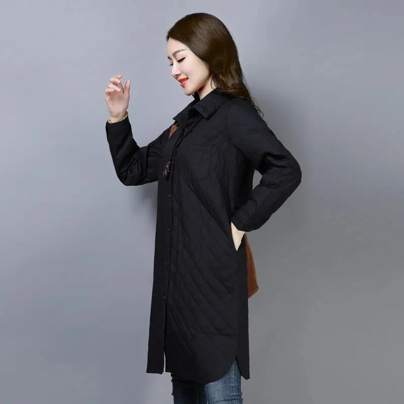 Casual Mid-length Lightweight Parkas Jackets Oversized Women Cotton Padded Coats Loose Waterproof Casacos Fall Winter Chaquetas