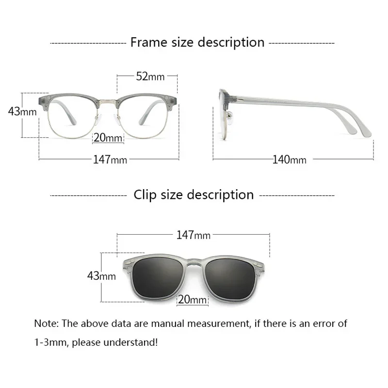 Желейно-серые женские солнцезащитные очки для близорукости в прозрачной оправе 6