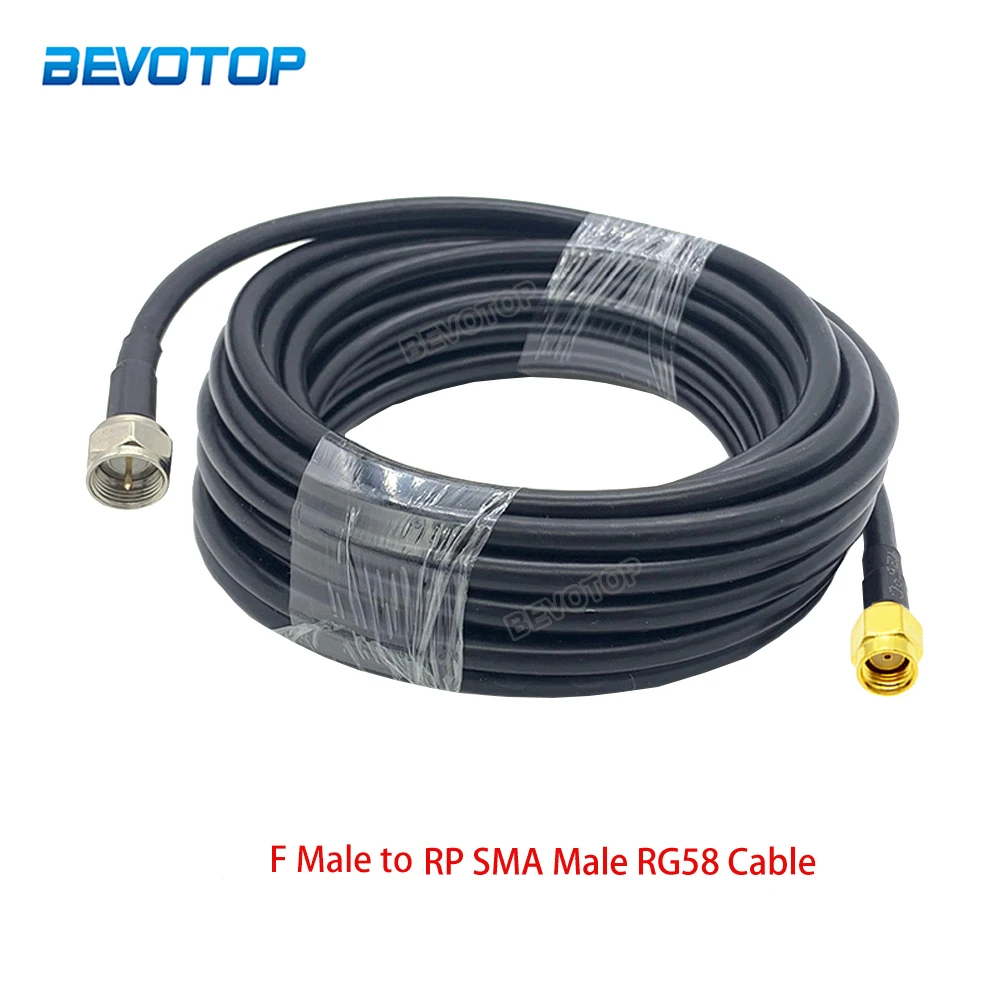 1Pcs RG58 50-3 RP SMA Male to F TV Male Plug Connector 50 Ohm RF Coaxial Jumper Pigtail Cable 15CM-20M