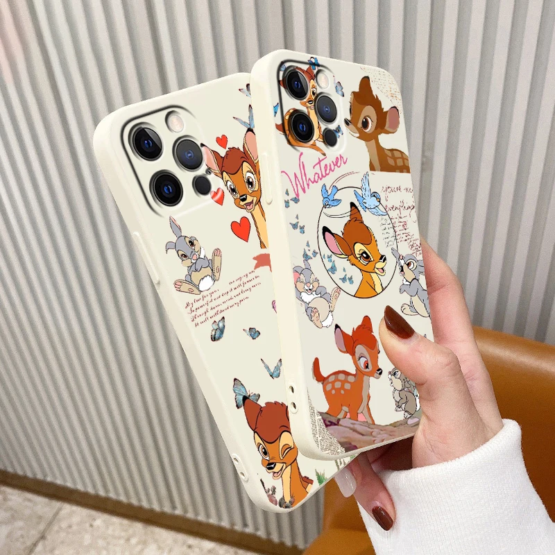 

Phone Case For Apple iPhone 14 13 12 Mini 11 XS Pro Max X XR SE 2020 Plus Cover Disney Fawn Bambi Cool Cute Liquid Rope Funda