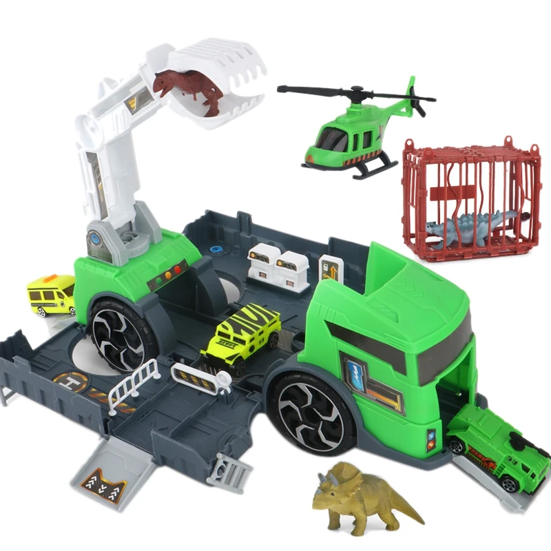 

Kids Dinosaur Toys Truck Carrier Truck with Dinosaur Toy Storage Set Transport Car Carrier Truck Child Christmas Gift