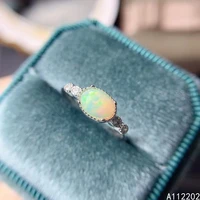 vintage noble natural opal ring 925 sterling silver inlaid womens gemstone ring oval bridal wedding engagement party gift suppo