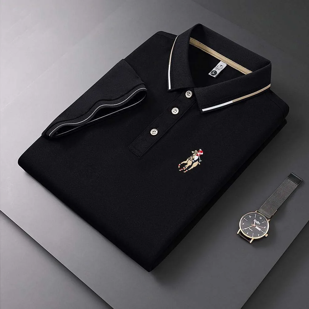New Embroidered Men's Polo Shirt 2023 New Summer Polo Collar Short Sleeve T-shirt Golf Clothing Men's Top