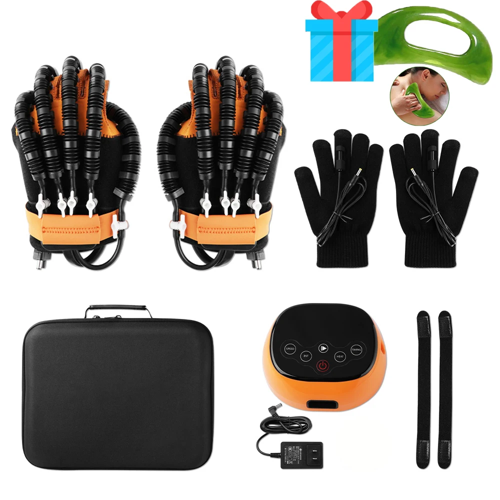 

Stroke Hemiplegia Robot Gloves Rehabilitation Exercise Equipment Finger Hand Function Workout Recovery Tool + Resin GuaSha Board