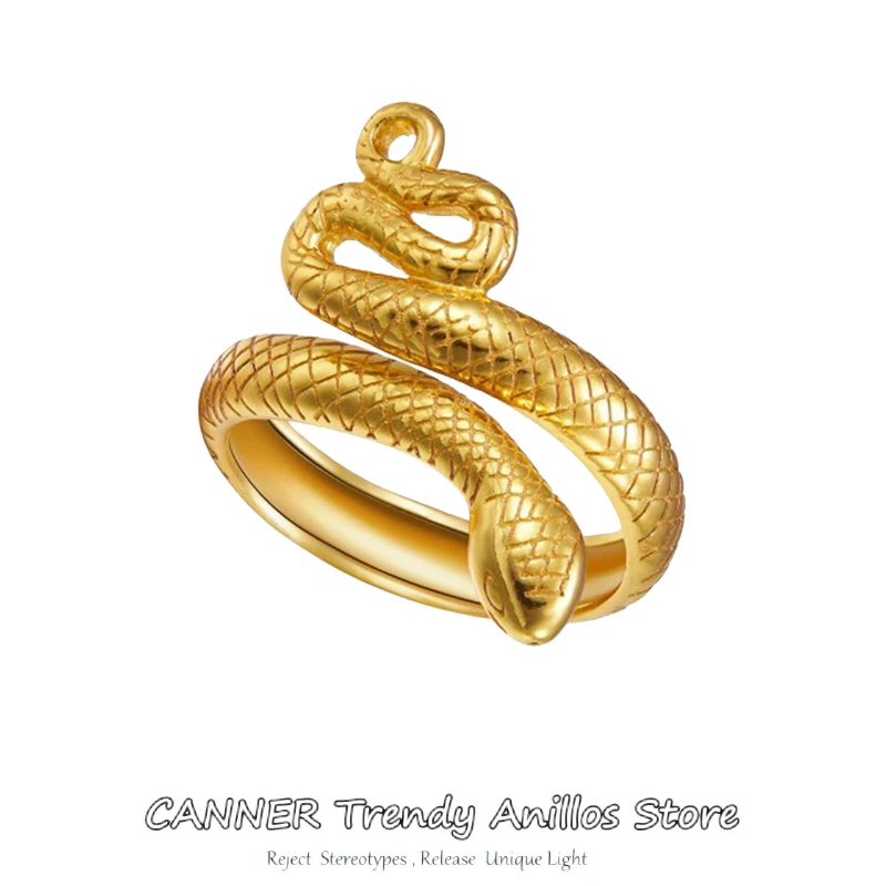 

CANNER 750 14K 10K 18K Sold K Gold Opening Rings Yellow Gold Rings for Women Men Punk Snake Rings Hip-pop Party Gifts anillos