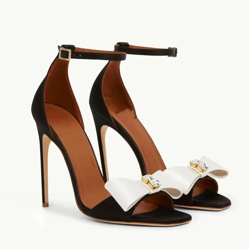 Босоножки женские летние на тонком высоком каблуке с квадратным носком