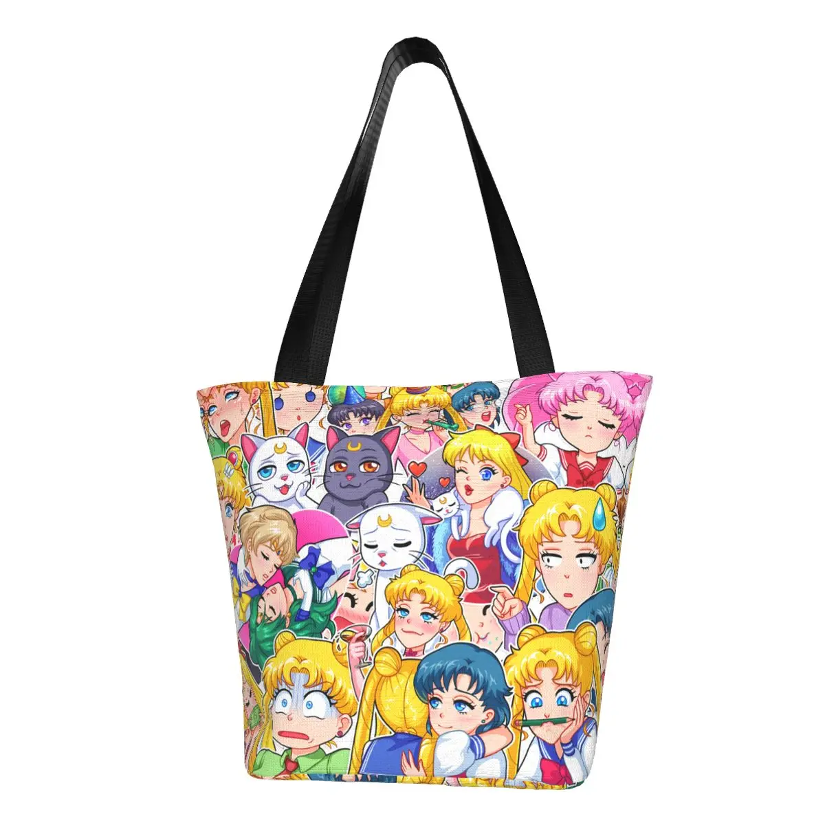

Trendy Women Cute Cartoon Girls Sailors Moon Tote Bags for Girls Top Handle Bag With Zipper Opening Girl Fashion Handbags