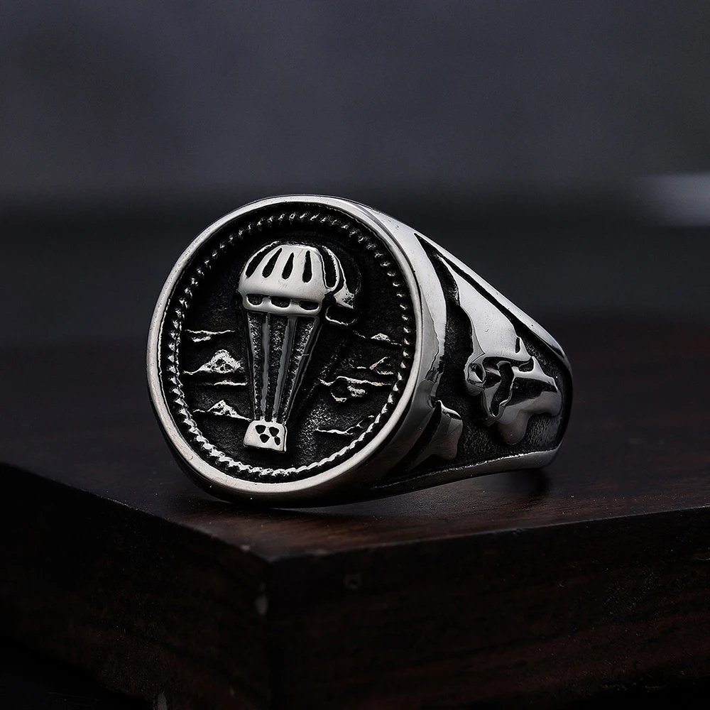 

Fashion Retro Honeymoon Hot Air Balloon Ring For Men Women Stainless Steel Black Map Air Balloon Rings Jewelry Gifts Wholesale