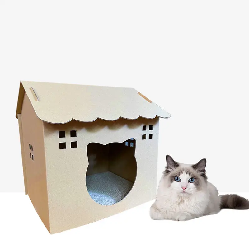 

Cardboard Cat House Corrugated Paper DIY Manual Scratcher Nest Breathable Cat Kennel Grinding Claw Cat Hiding House Pet Products