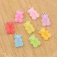 20pcs 1117mm colorful frosted candy bears resin craft pendant for earrings jewelry making diy accessories