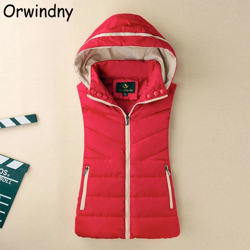 

Autumn Winter Vest Women Waistcoat Female Sleeveless Vest Jacket Hooded Warm Long Vest Coat Colete Feminino Orwindny