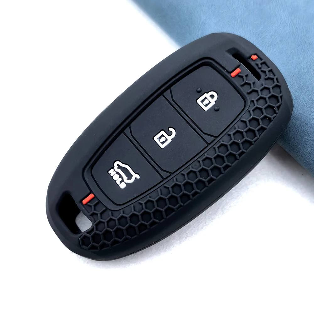 

Силиконовый чехол для ключей с 3 кнопками для Hyundai LA FESTA Kona 2021 Creta 2 Solaris i30 ix35 Azera ELANTRA GRANDEUR IG Сумка для ключей