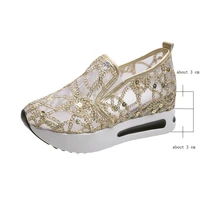 female wedge shoes sequin mesh breathable shoes women gold silver platform sneakers women height increasing thick shoes casual