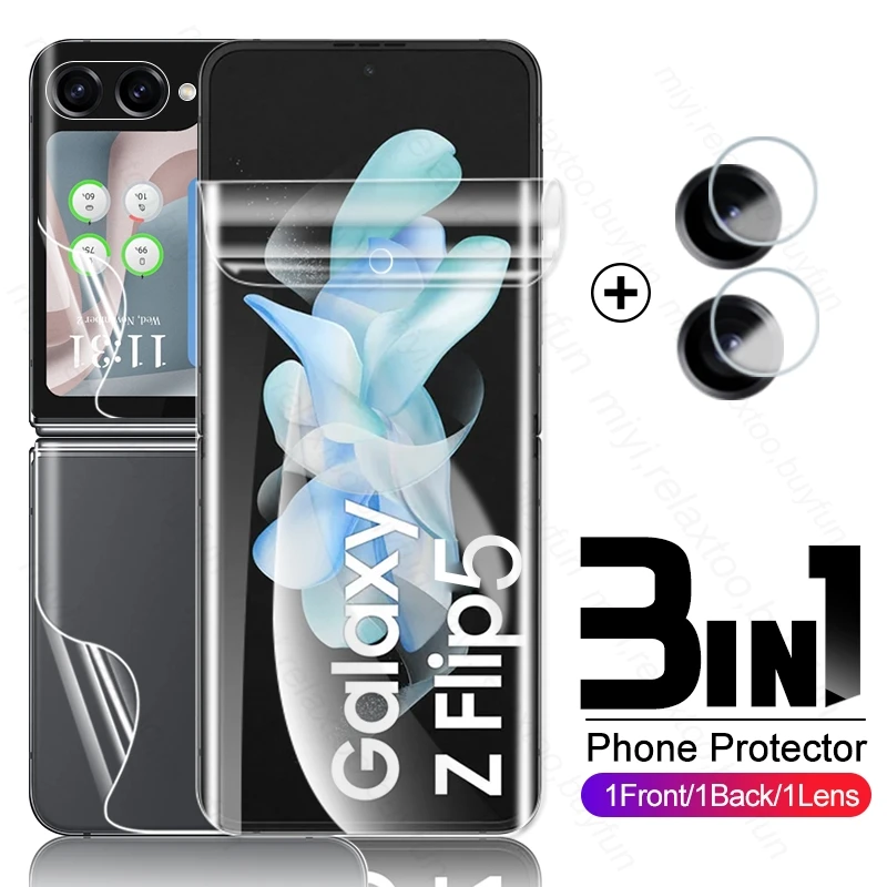 

3In1 Front Back Soft Hydrogel Film Screen Protector Sumsung ZFlip5 Camera Glass For Samsung Galaxy Z Flip5 Flip 5 5G 2023 6.7"