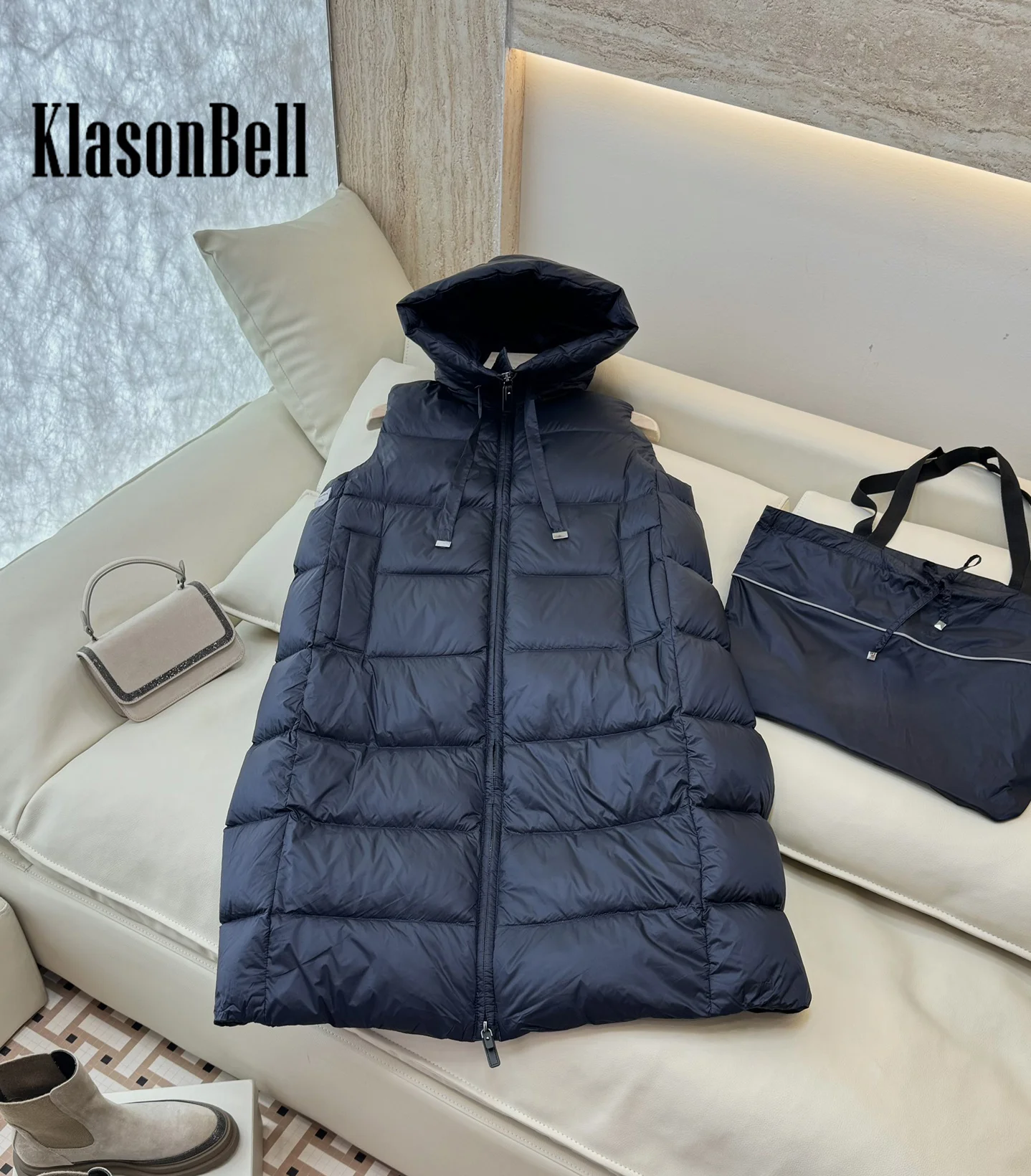 10.28 KlasonBell 2024 осенне-зимний новый женский высококачественный жилет с капюшоном на