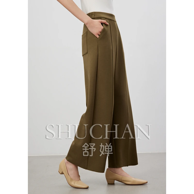 

SHUCHAN Pantalon Pour Femme Full Length Casual STRAIGHT Autumn/Winter Elastic Waist Pantalones Mujer Verano 2023
