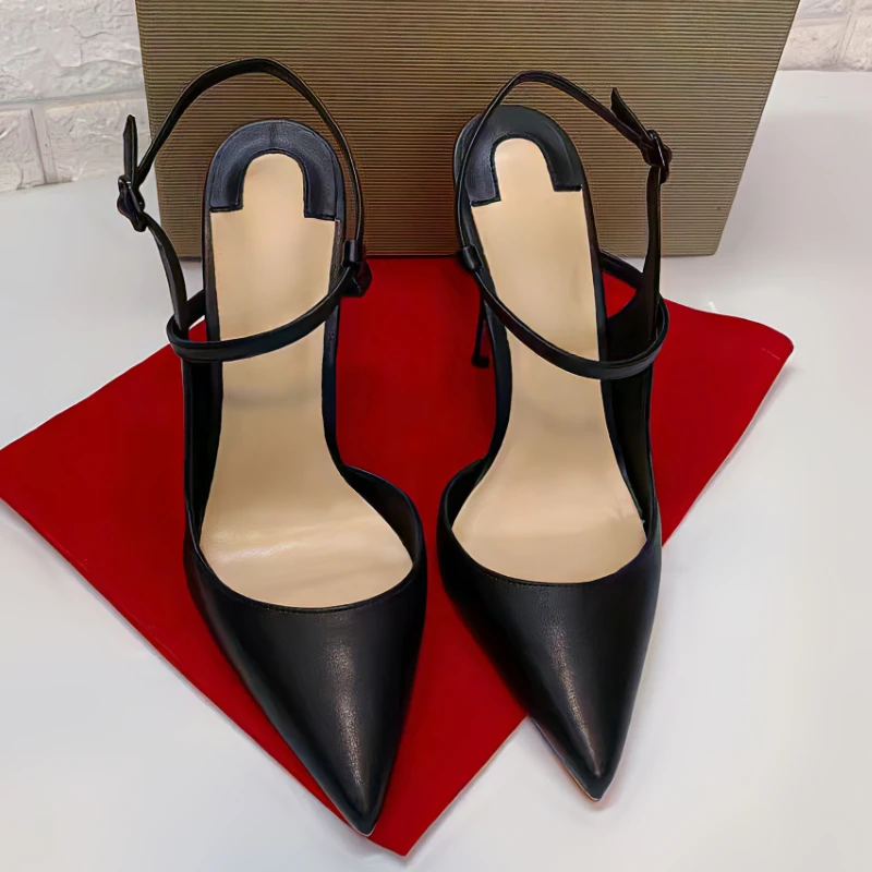 2023 New Summer Lace Up Super High Heel Sandals Thin Heel Pointed Red Sole Shoes Temperament Women's Shoes