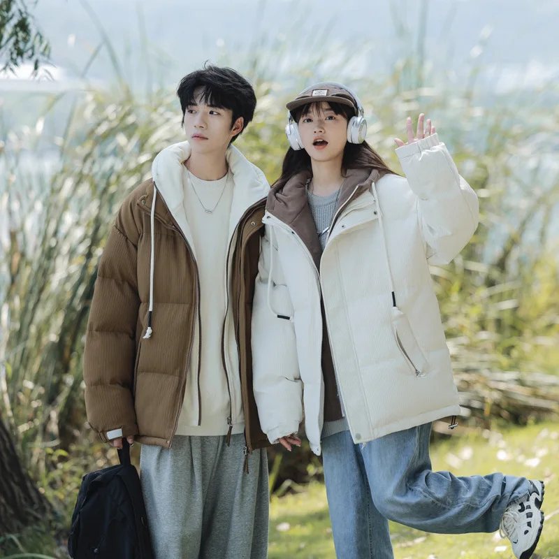 Новинка 2024 мужское и Женское зимнее хлопковое пальто с капюшоном корейская
