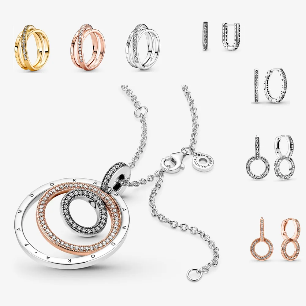 

2022 New Hot Sale Original Pandora Charm Bracelet 925 Sterling Silver DIY Bead Necklace Ladies Fashion Ring Earrings Jewelry