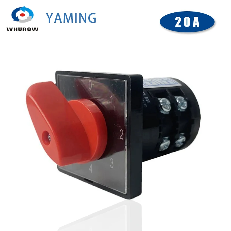 

4-позиционный поворотный кулачковый переключатель, 20 А, 2 полюса, серебряный контакт, селектор электродвигателя, управление заводским производством HZ5B-20/2