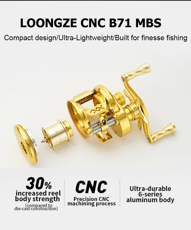 Фото LOONGZE Airlite B71MBS Катушка для приманки 8,1:1 Цельнометаллическая конструкция BFS для сверхлегких приманок Finesse Fishing Precision Gear System №5