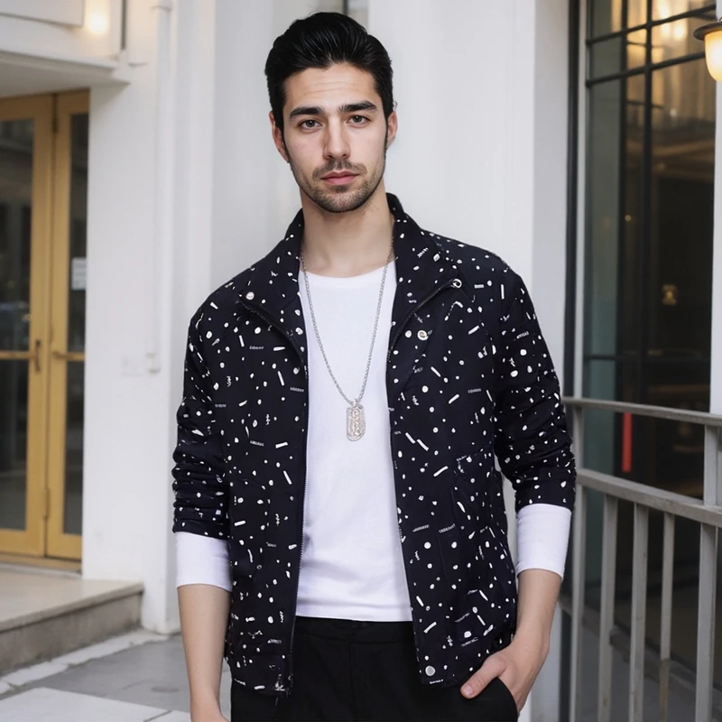 Верхняя одежда-карго с принтом High Sense мужская короткая корейская облегающая