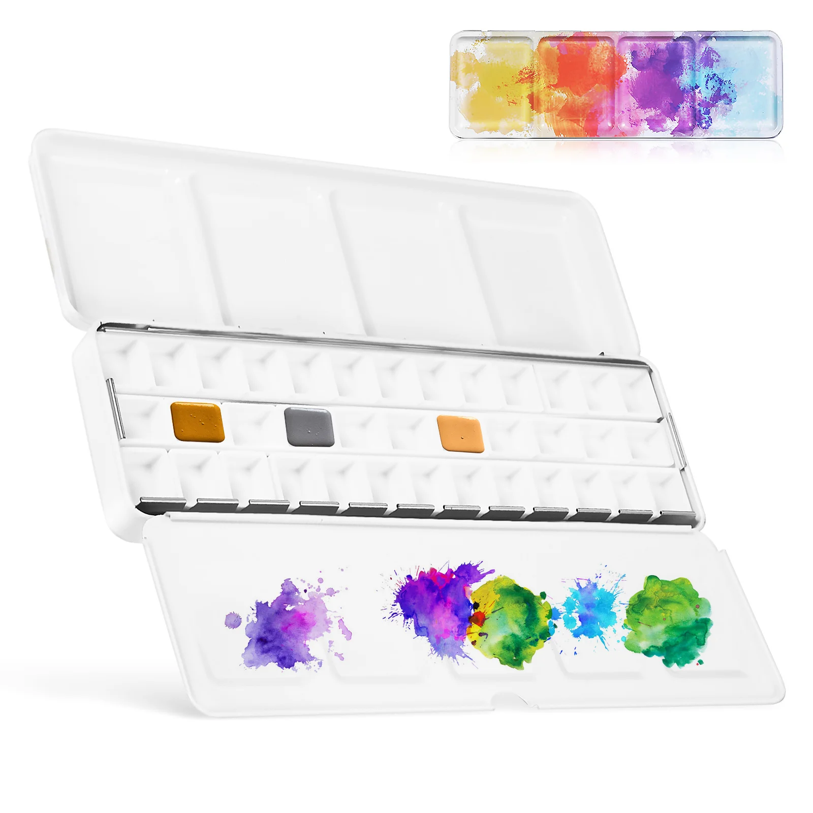 

Paint Palette Watercolor With Lid Watercolour Paints Box Pallet Tray Iron Empty