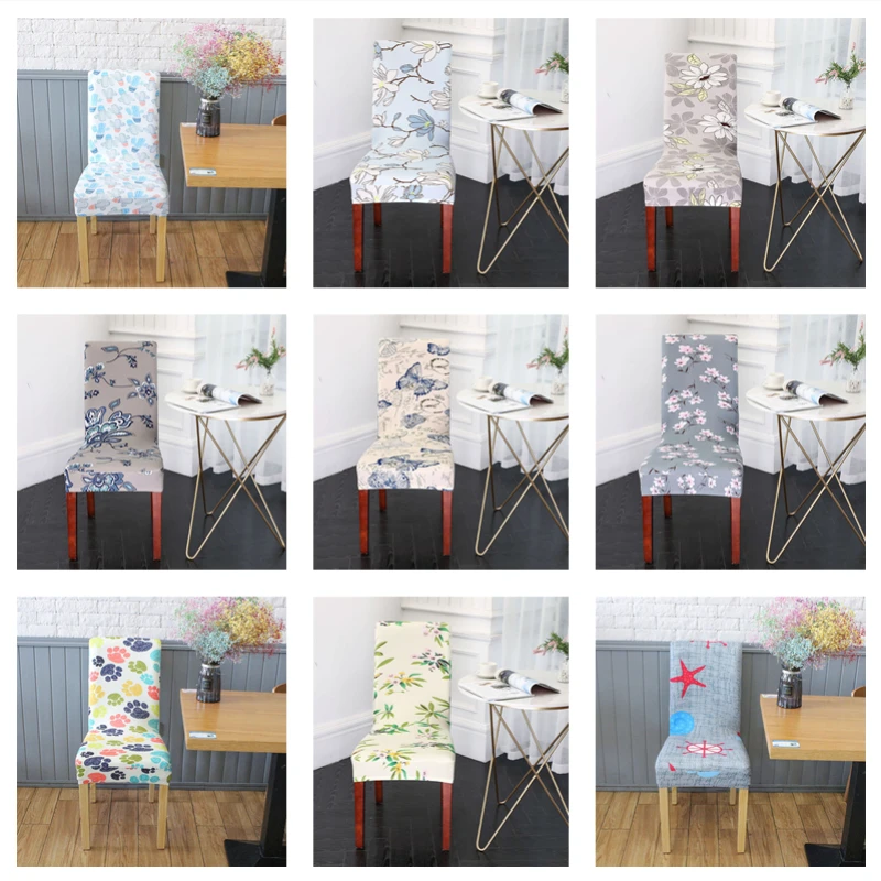 

Spandex Chair Cover Stretch Home Covers for Dining Chairs Elastic Floral Print Chair Covers Multifunctional Universal Size