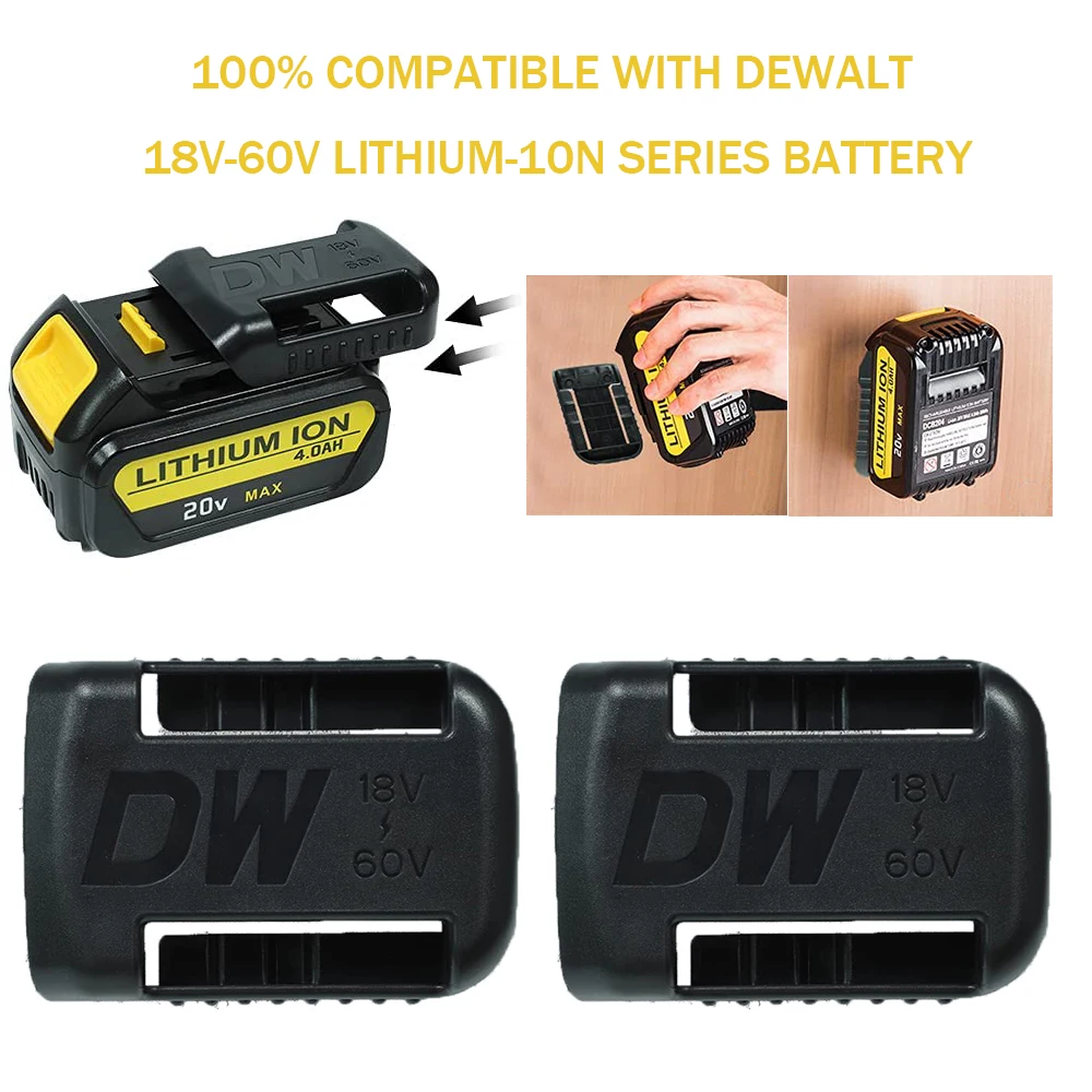 

1/2/3 Pcs for Dewalt 18V 20V 60V Battery Holder Wall Storage Mounts Stander Mount Display Hanger Dock Battery Belt Buckle Black