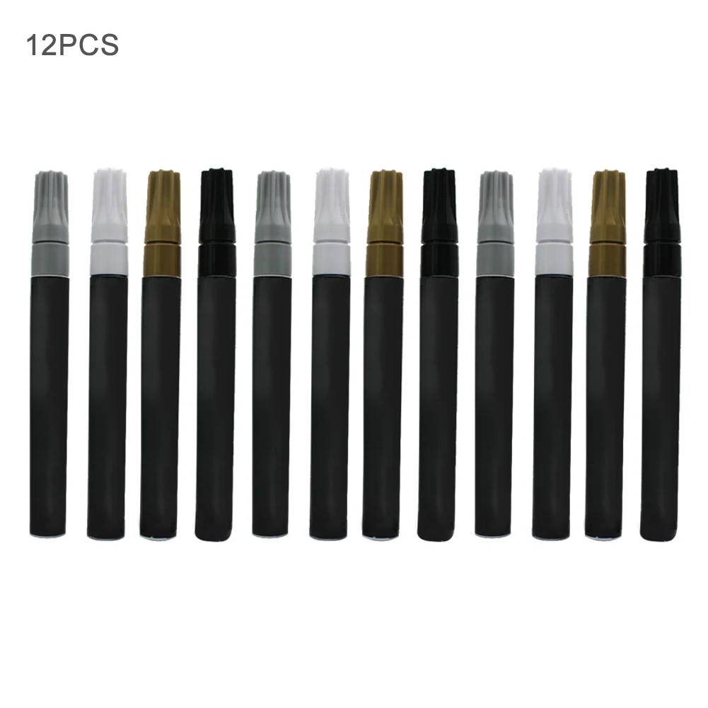 

12pcs Scratch Repair Round Tip Ceramic Fabric Permanent Marker Glass DIY Auto 4 Colors Car Tyre Stone Metal Waterproof Paint Pen