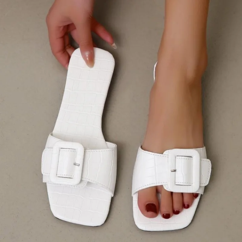 

Сланцы женские с открытым носком, пляжные сандалии, плоская подошва, Нескользящие, пикантная модная дизайнерская обувь, лето