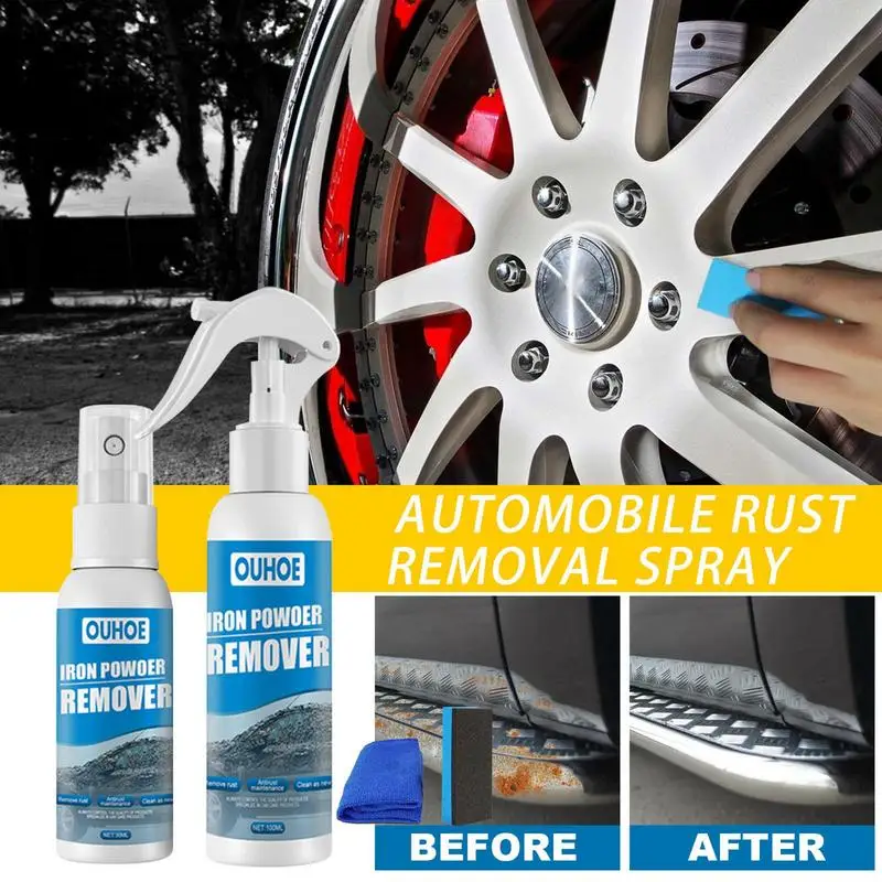 

30ml/100ml Car Rust Remover Spray Metal Chrome Paint Cleaner Car Maintenance Iron Powder Cleaning Rust Remover Spray
