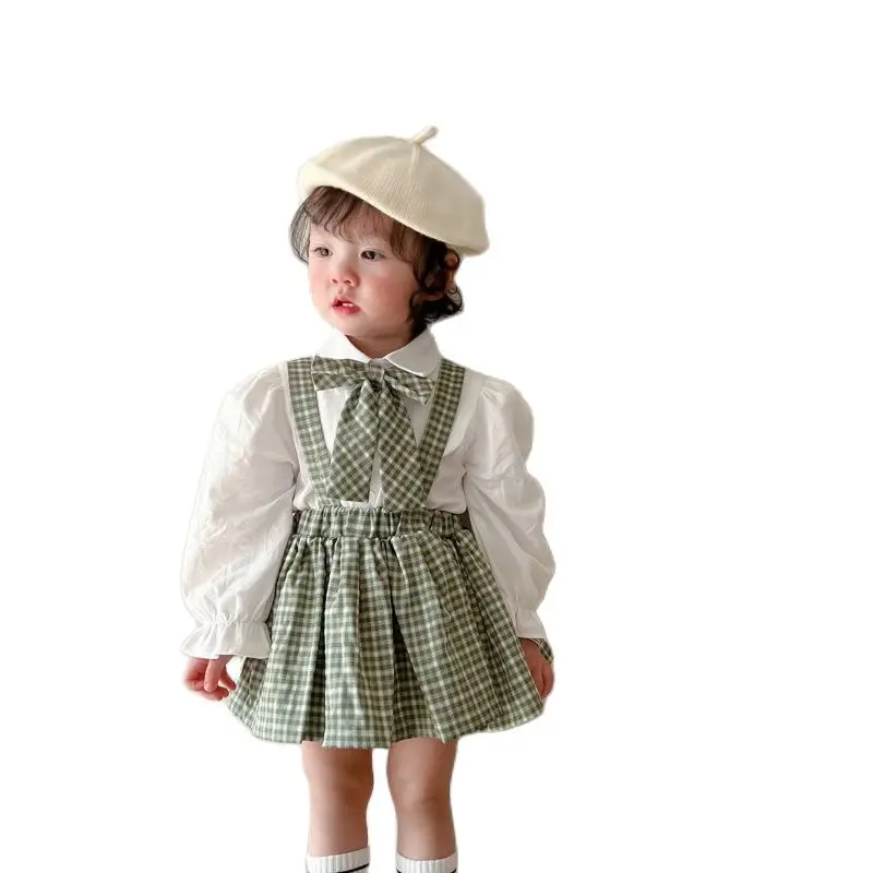 

Рубашка и юбка для новорожденных девочек, комплект одежды из 2 предметов, Корейский детский официальный костюм принцессы для фотографии, детвечерние чный костюм для малышей