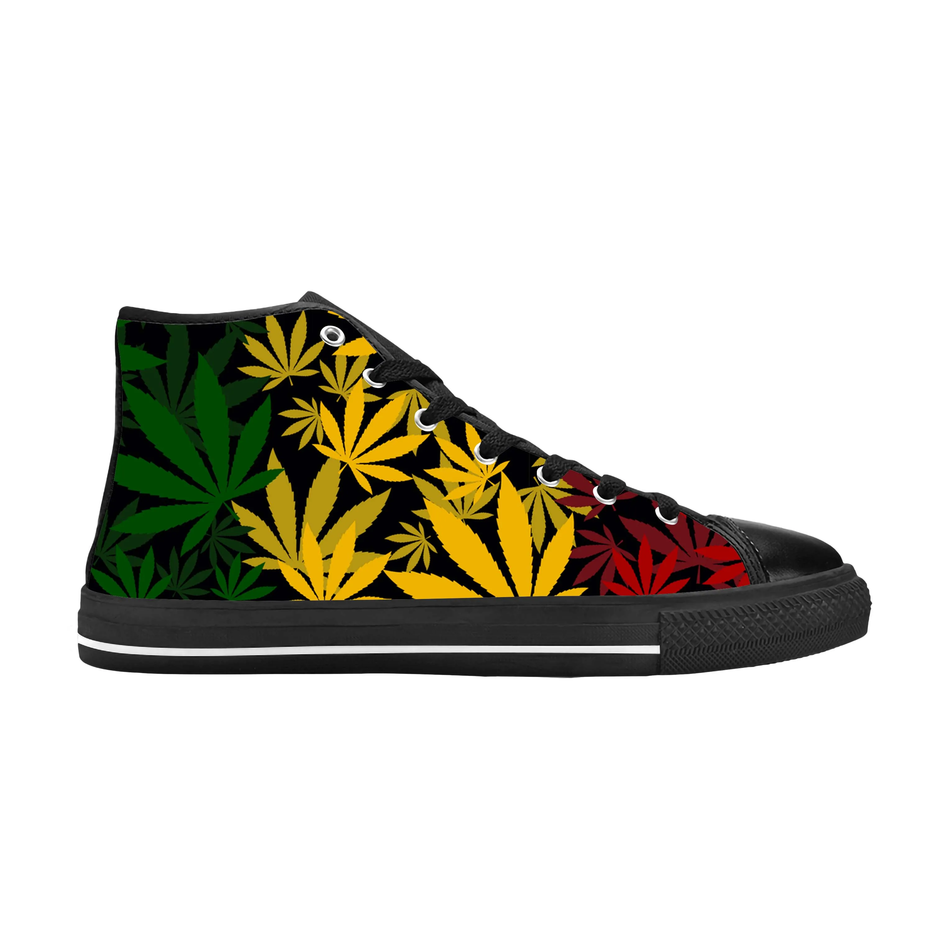 

Кроссовки Reggae Rasta лист трава Конопля Марихуана повседневные тканевые туфли высокие удобные дышащие кроссовки с 3D принтом для мужчин и женщин