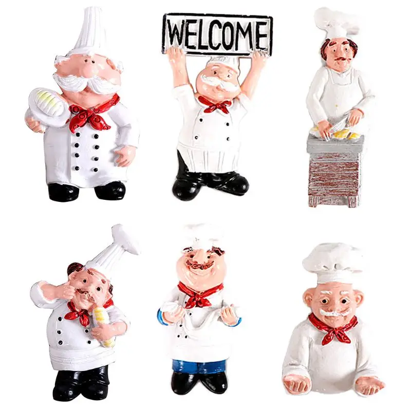 

3D Resin Chef Cook Bread Refrigerator Magnet Fridge Home Kitchen Decoration Acce
