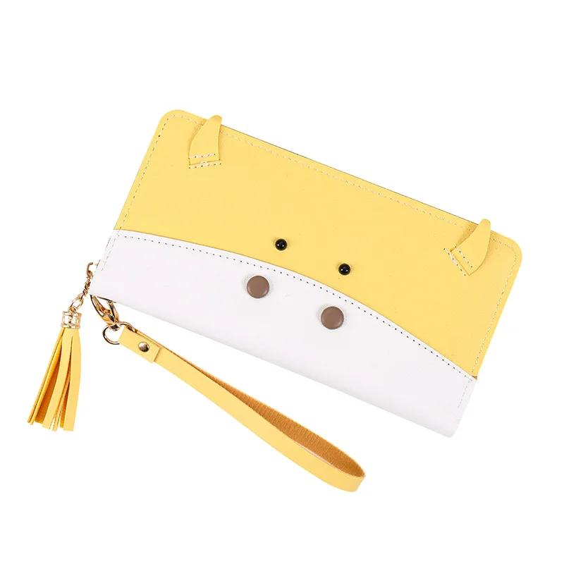 Cute Korean Style Grils Cow Purse Wallet Yellow Tassel Clutch Cartoon Card Bag Purses for Women Wallet Money Bags Kардхолдер